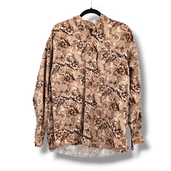 North River Deer Hunting Button Up Long Sleeve Camo Shirt Outdoors Nature Size L - Picture 1 of 12